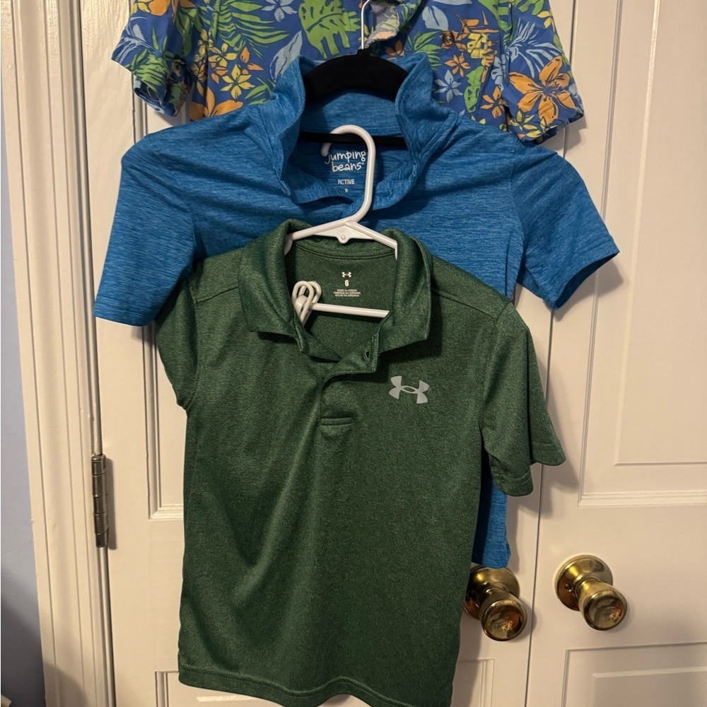 Set of Three Kids Polos! Green, Blue, & Hawaiin! Classic combo. Boys 6. - Picture 2 of 12